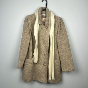 Vintage 100% wool Herman Kay union made in USA women’s coat and scarf